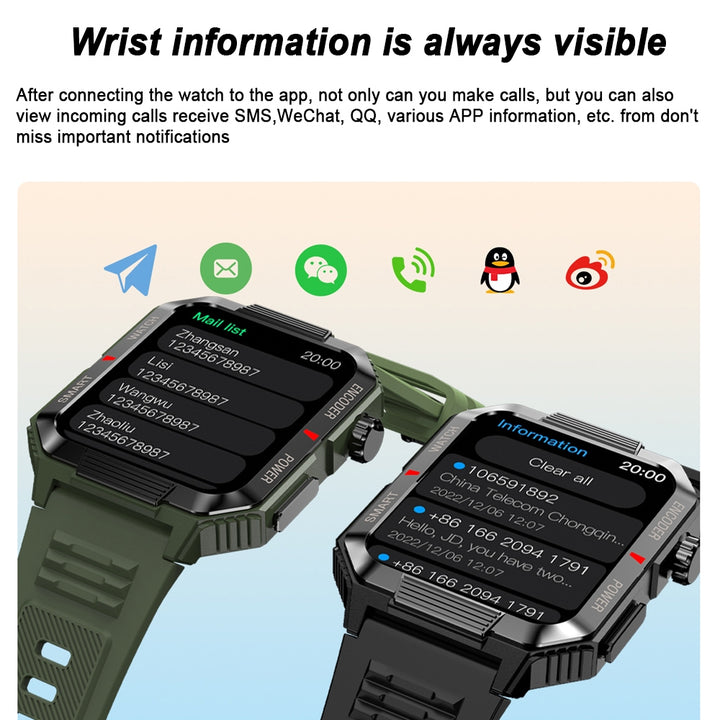 Premium GPS-Fitness-Tracker-Smartwatch mit 1,99 Zoll HD-Bildschirm, Herzfrequenz-, Blutdruck-, EKG- und Blutsauerstoffüberwachung – Bluetooth-Anruf, NFC, über 100 Trainingsmodi, wasserdicht