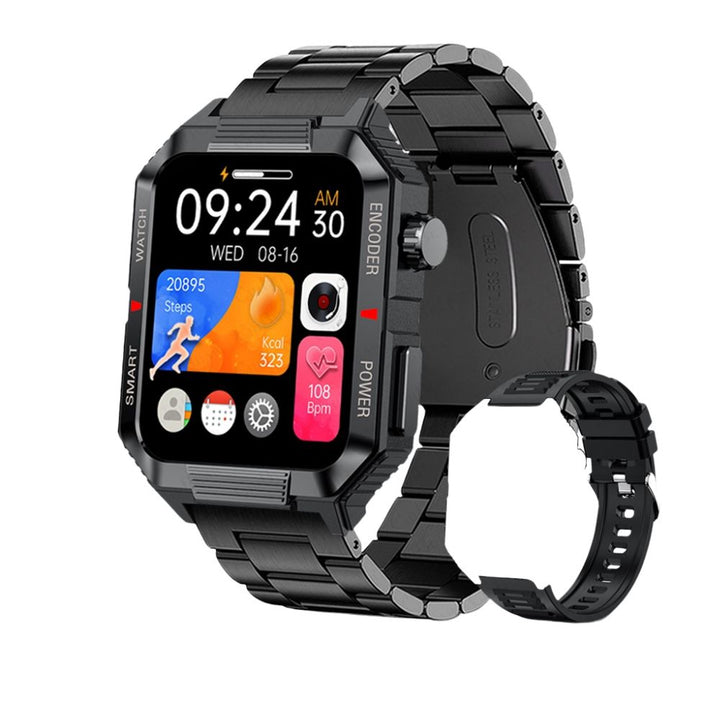 Premium GPS-Fitness-Tracker-Smartwatch mit 1,99 Zoll HD-Bildschirm, Herzfrequenz-, Blutdruck-, EKG- und Blutsauerstoffüberwachung – Bluetooth-Anruf, NFC, über 100 Trainingsmodi, wasserdicht