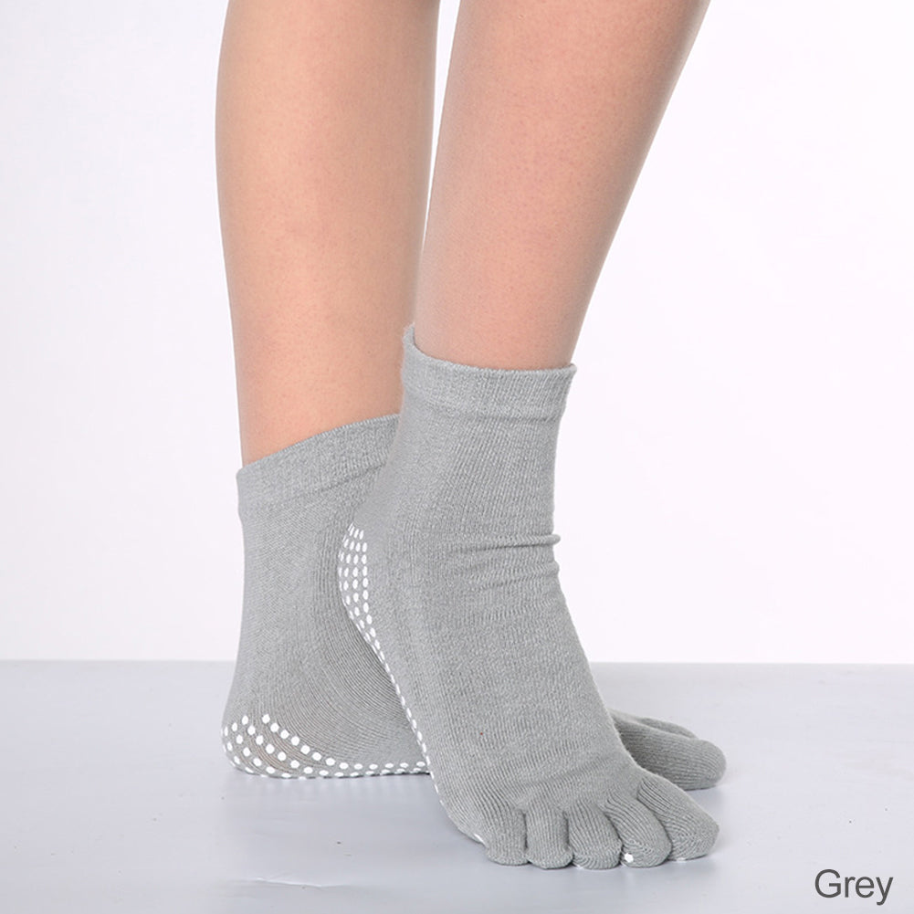 Premium Non-Slip Five-Toe Yoga Socks for Women – Colorful, Breathable, Cotton Dance & Sports Socks with Anti-Slip Grip