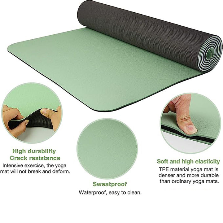 Premium Non-Slip TPE Yoga Mat – Thick, Two-Color, 180x57cm – High-Quality, Odor-Free Fitness Mat for Home Use 
