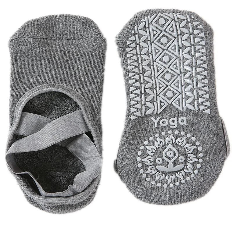 High-Quality Anti-Slip Yoga Socks for Women – Breathable Cotton, Ballet-Inspired Bandage Design, Perfect for Pilates, Dance
