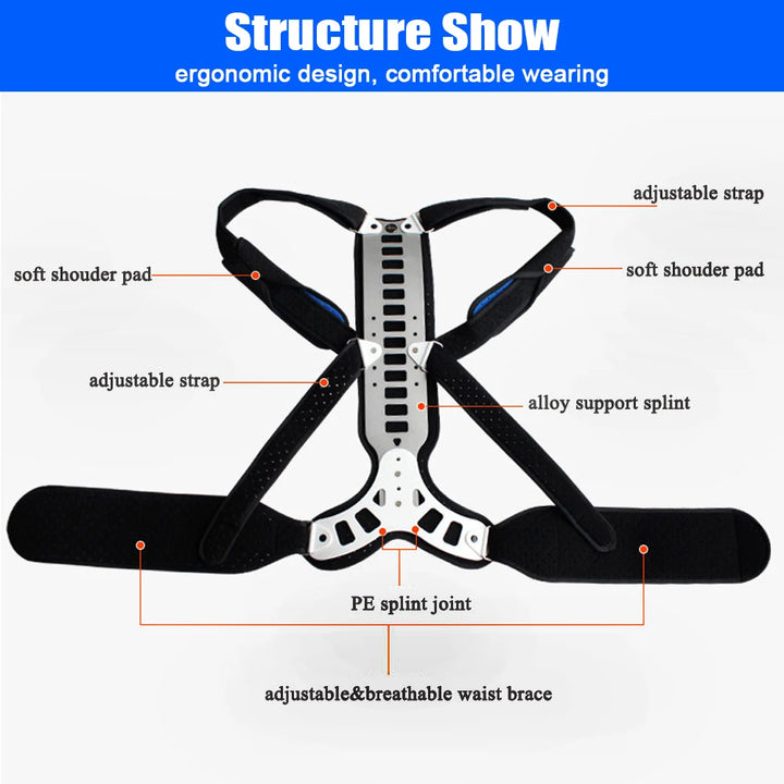 Premium Adjustable Back Brace Posture Corrector for Scoliosis & Hunchback Relief, Pain Relief, Lightweight & Breathable 