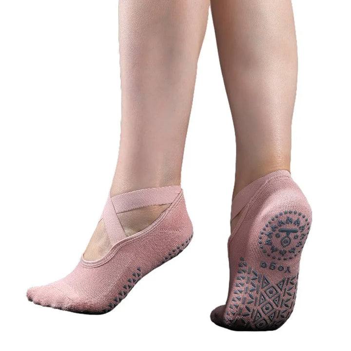 High-Quality Anti-Slip Yoga Socks for Women – Breathable Cotton, Ballet-Inspired Bandage Design, Perfect for Pilates, Dance