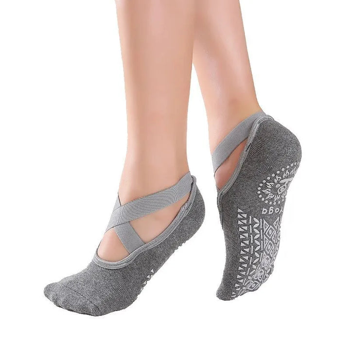 High-Quality Anti-Slip Yoga Socks for Women – Breathable Cotton, Ballet-Inspired Bandage Design, Perfect for Pilates, Dance