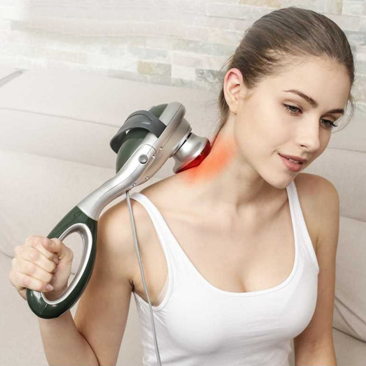 Premium Infrared Electric Handheld Massager with Heat - Full Body Percussion Massage Stick for Neck, Back, and Waist Relief, 