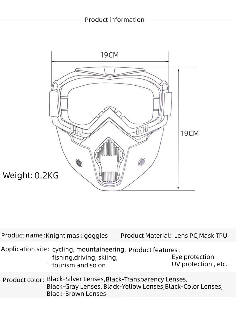 Premium Motorcycle Skull Mouth Mask with UV Protection – Tactical Off-Road Riding Goggles, Windproof, Dust-Proof, Anti-Glare 