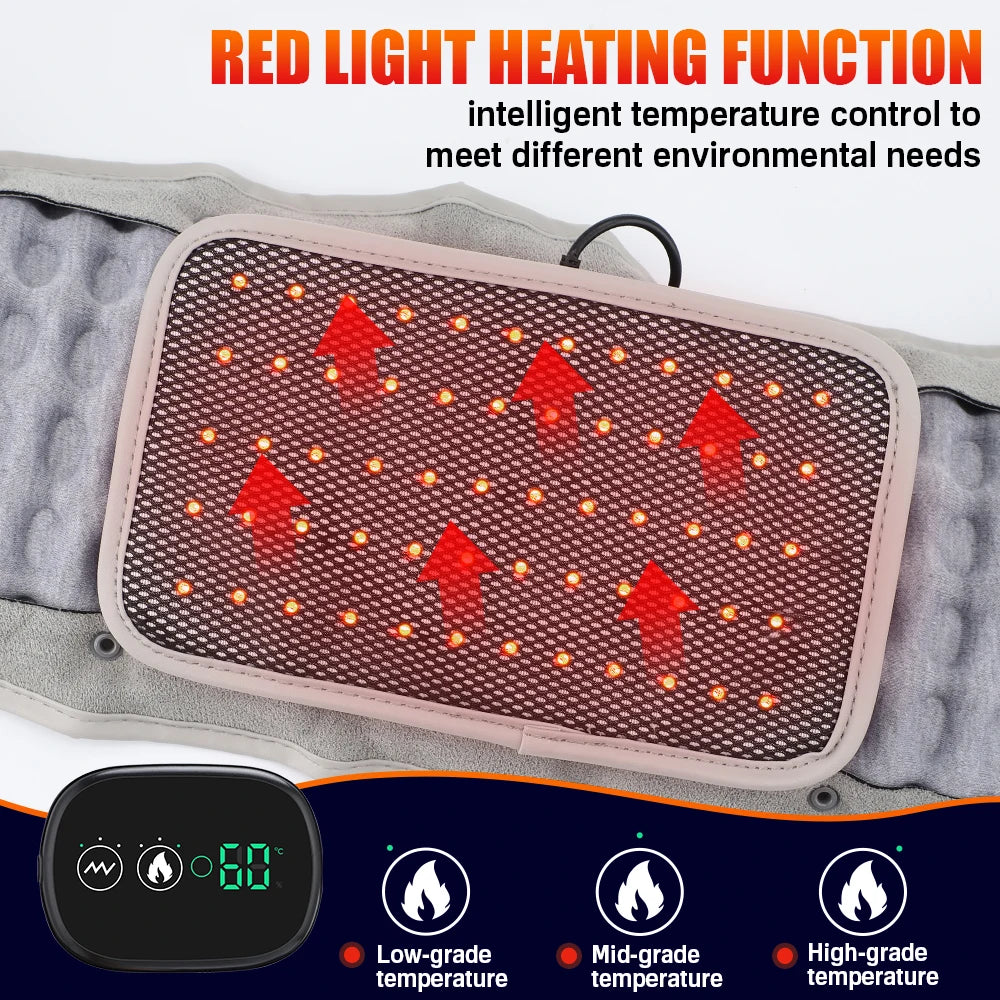 Premium Inflatable Back Support Belt with Heating & Vibration Massage – Pain Relief, Lumbar Traction, Red Light Therapy,