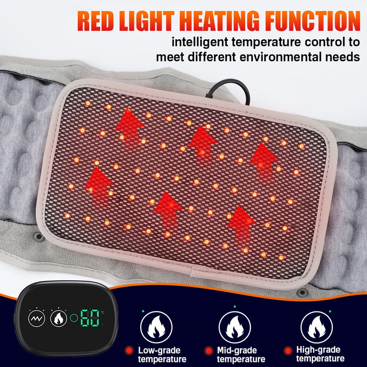 Premium Inflatable Back Support Belt with Heating & Vibration Massage – Pain Relief, Lumbar Traction, Red Light Therapy,