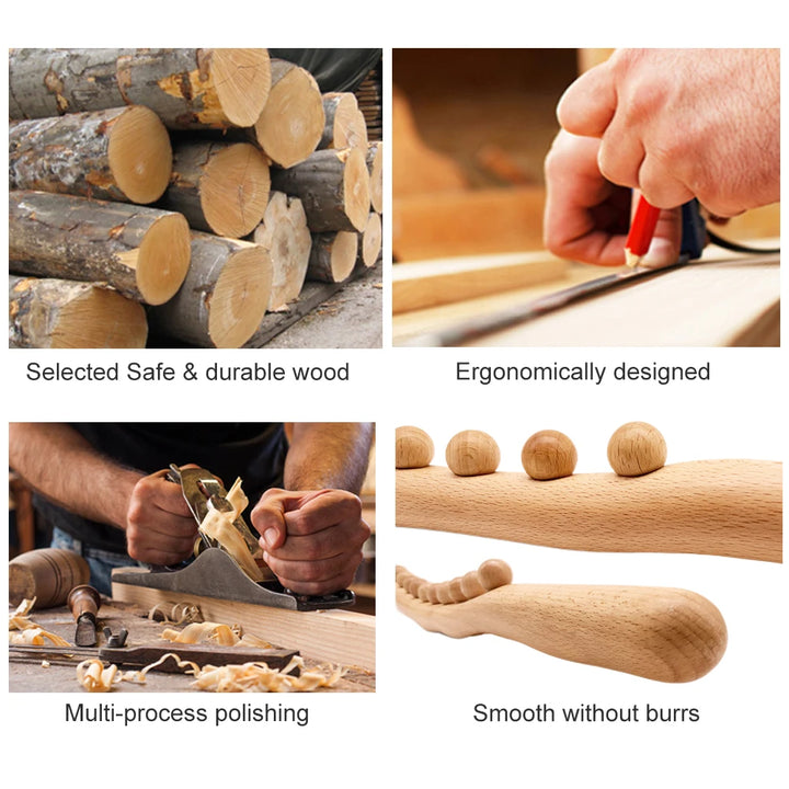 Premium 8 Beads Gua Sha Massage Stick - Carbonized Wood Meridian Scraping Therapy Wand for Muscle Relaxation and Acupuncture