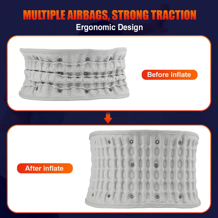 Premium Inflatable Back Support Belt with Heating & Vibration Massage – Pain Relief, Lumbar Traction, Red Light Therapy,