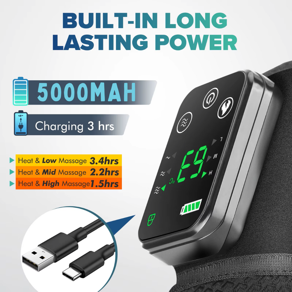Premium elektrisch beheizte Schulterpolster - USB-Ladung, 3 Heizstufen, 5000mAh Batterie, Vibrationsmassagegerät zur Schmerzlinderung und Muskelentspannung