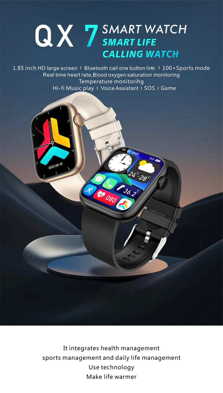 Premium Smartwatch - Drahtloses Laden, Bluetooth-Anrufe, Fitness-Tracker, Anpassbare Zifferblätter, Herzfrequenzüberwachung, Schlaftracking, Wasserdicht, Für Männer & Frauen