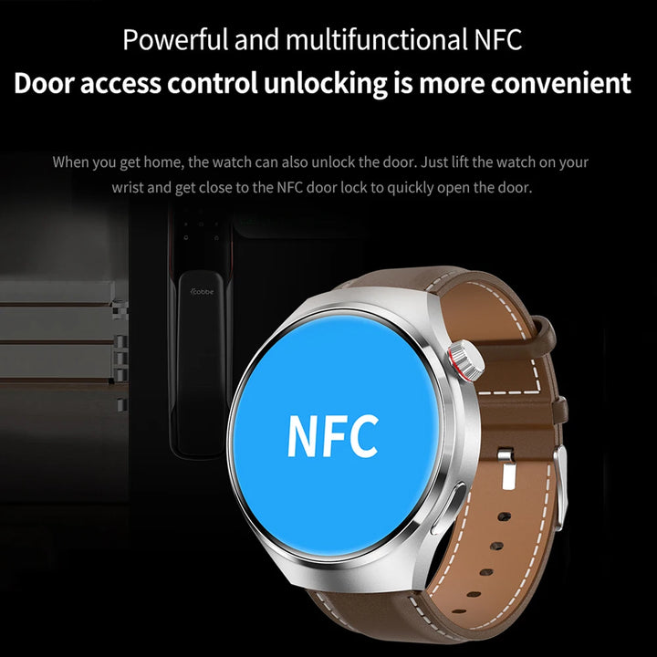 Premium GPS-Smartwatch für Männer und Frauen | 360° AMOLED-Display, NFC, Bluetooth-Anruf, IP68 wasserdicht, Herzfrequenzmonitor, Fitness-Tracker, Schlafüberwachung, Mehrsportmodi