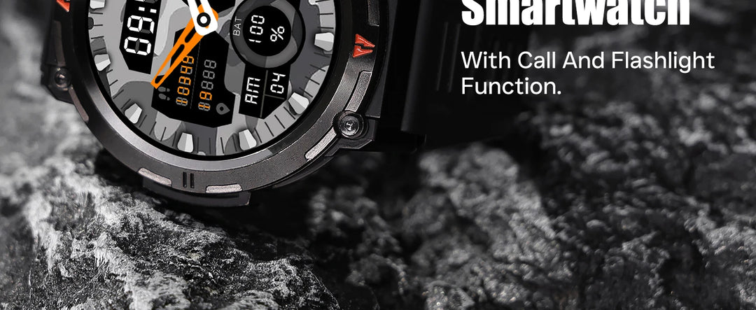 Premium Smartwatch für Herren, Bluetooth-Anruf, Voll-Touchscreen, Gesundheitsmonitor, IP68 wasserdicht, Fitness-Tracker, Taschenlampe, benutzerdefinierte Zifferblätter, iOS- und Android-kompatibel