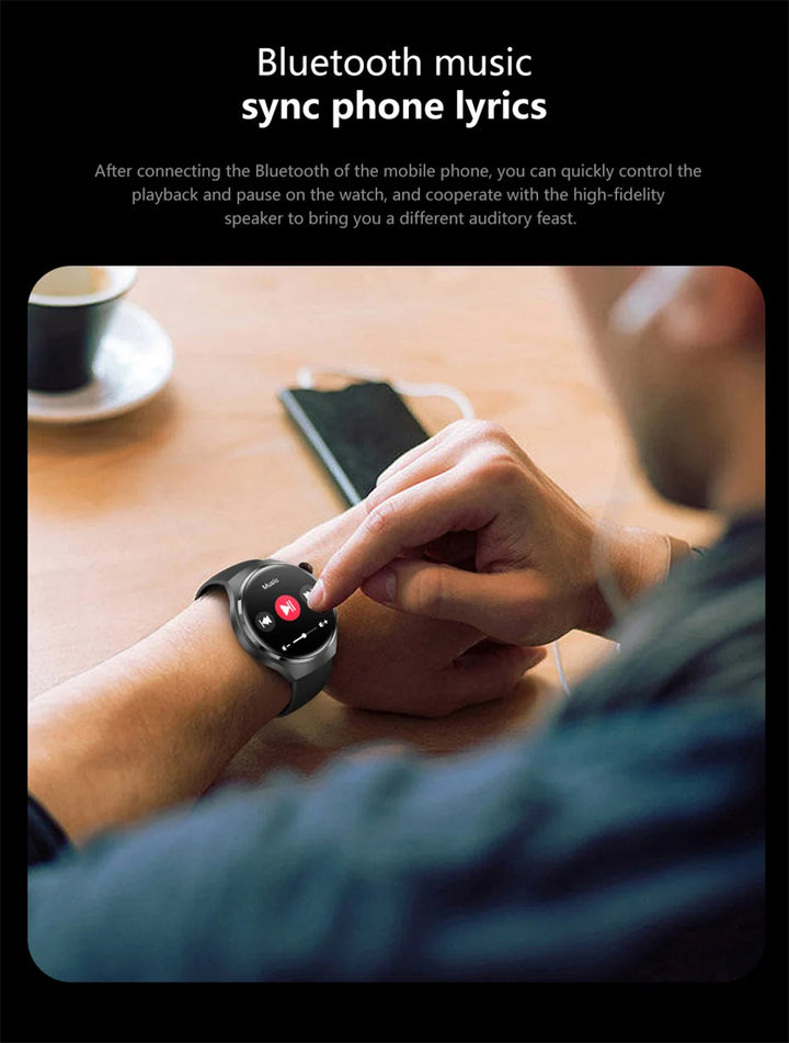 Premium GPS-Smartwatch für Männer und Frauen | 360° AMOLED-Display, NFC, Bluetooth-Anruf, IP68 wasserdicht, Herzfrequenzmonitor, Fitness-Tracker, Schlafüberwachung, Mehrsportmodi