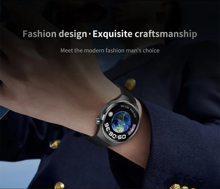 Premium GPS-Smartwatch für Männer und Frauen | 360° AMOLED-Display, NFC, Bluetooth-Anruf, IP68 wasserdicht, Herzfrequenzmonitor, Fitness-Tracker, Schlafüberwachung, Mehrsportmodi