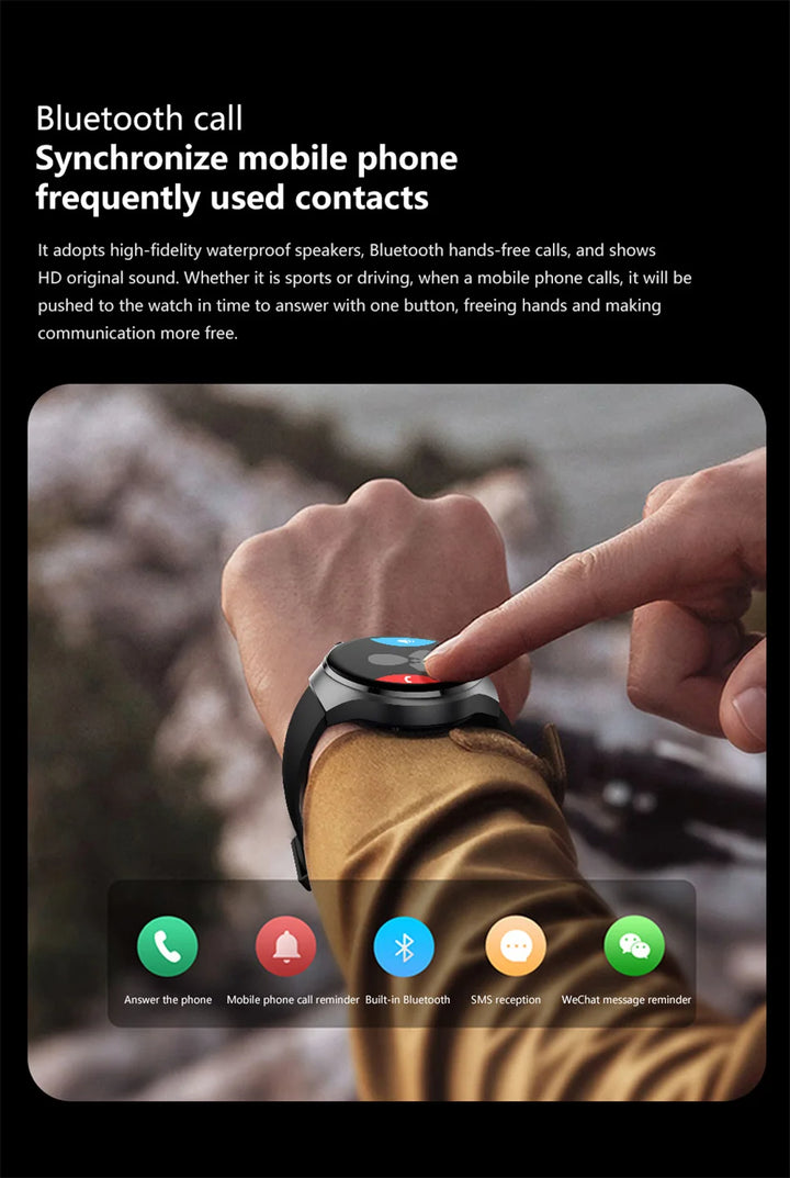 Premium GPS-Smartwatch für Männer und Frauen | 360° AMOLED-Display, NFC, Bluetooth-Anruf, IP68 wasserdicht, Herzfrequenzmonitor, Fitness-Tracker, Schlafüberwachung, Mehrsportmodi