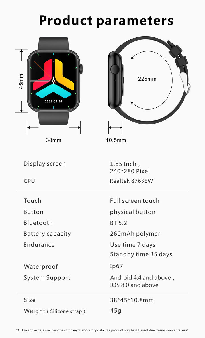 Premium Smartwatch - Drahtloses Laden, Bluetooth-Anrufe, Fitness-Tracker, Anpassbare Zifferblätter, Herzfrequenzüberwachung, Schlaftracking, Wasserdicht, Für Männer & Frauen