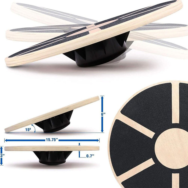 Premium Holz Wackel-Balance-Board - Rutschfeste Kerntraining, Yoga- & Taillendreh-Board für das Home Gym, Fitness, Stabilität & Haltungsverbesserung, 360° Rotation, 500 lbs Tragfähigkeit