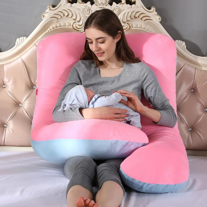 Premium Soft Fleece Pregnant Pillow – U-Type Lumbar Support Cushion for Pregnancy – Multi-Function Side Protection Pillow for