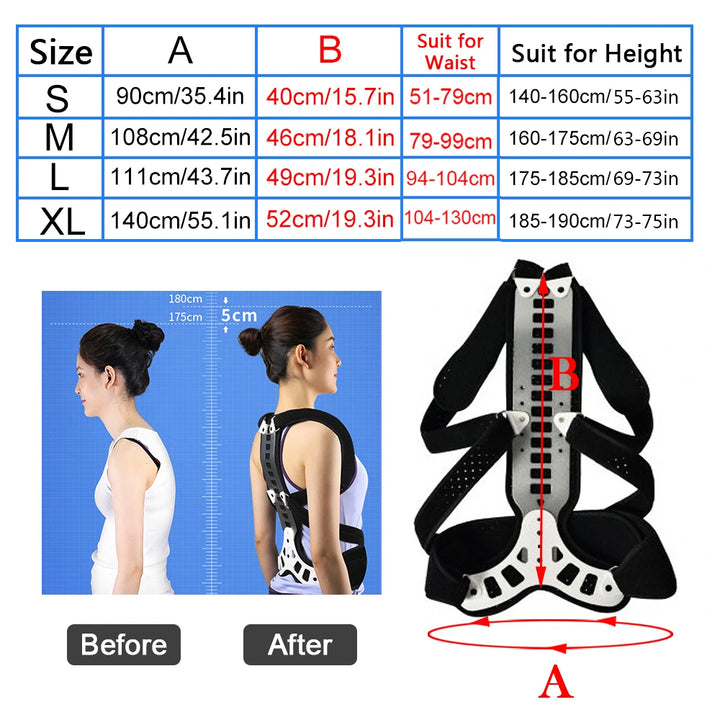 Premium Adjustable Back Brace Posture Corrector for Scoliosis & Hunchback Relief, Pain Relief, Lightweight & Breathable 