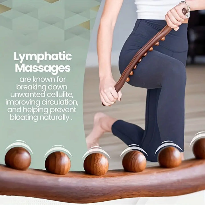 Premium 8 Beads Gua Sha Massage Stick - Carbonized Wood Meridian Scraping Therapy Wand for Muscle Relaxation and Acupuncture