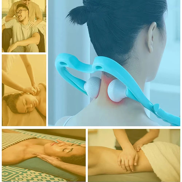 Premium Handheld Neck Massager – Trigger Point Roller for Deep Tissue Pain Relief, Adjustable 360° Massage Balls for Neck, Shoulder, Back, and Arm, Lightweight and Portable Massage Tool for Home or Office Use