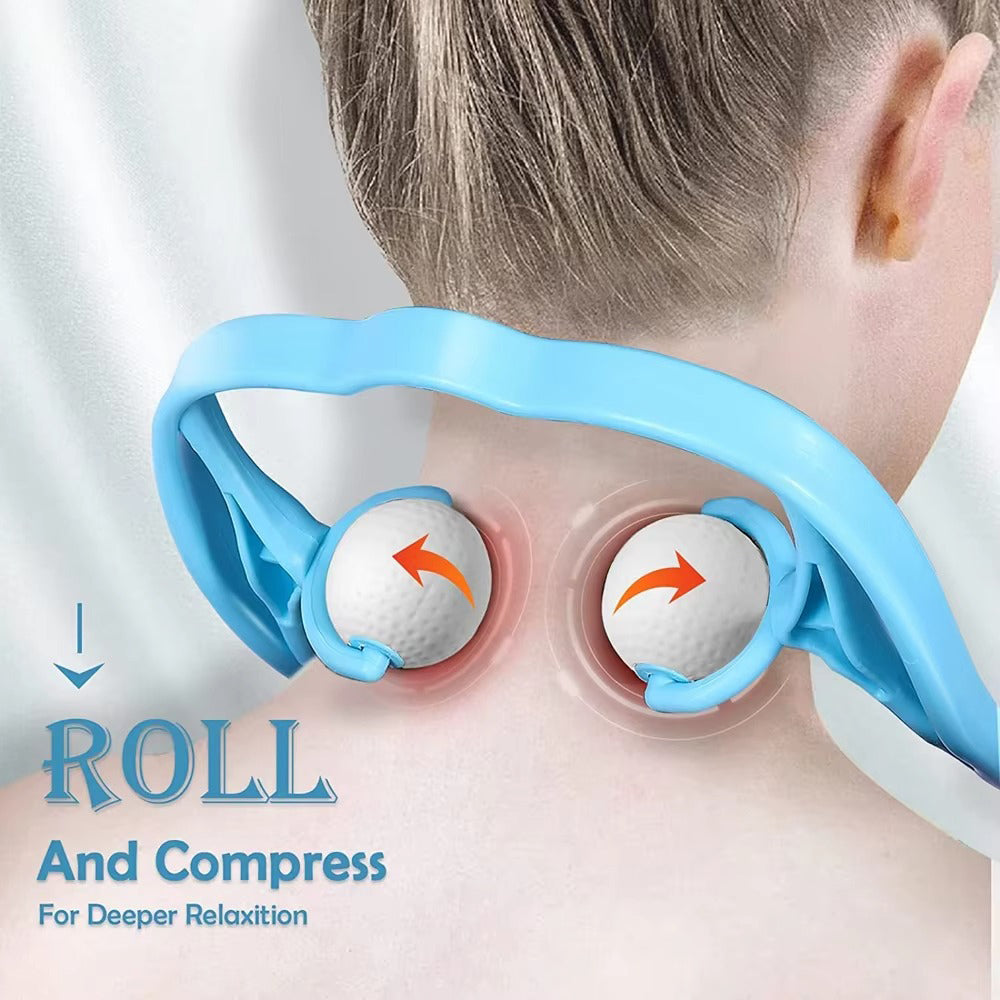 Premium Handheld Neck Massager – Trigger Point Roller for Deep Tissue Pain Relief, Adjustable 360° Massage Balls for Neck, Shoulder, Back, and Arm, Lightweight and Portable Massage Tool for Home or Office Use