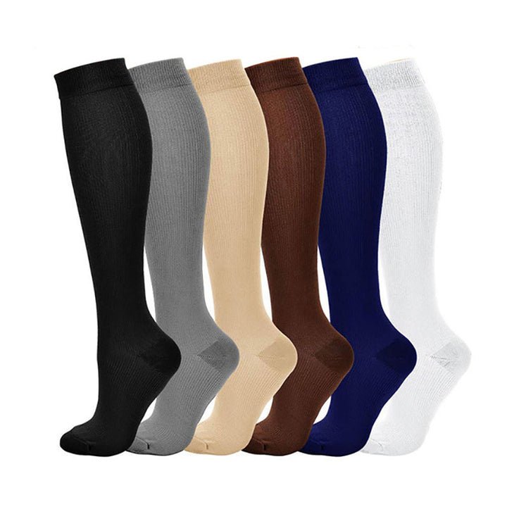 Premium Compression Socks for Men & Women – 6 Pairs, Black & Skin Color – Support for Varicose Veins, Swelling, Recovery, 