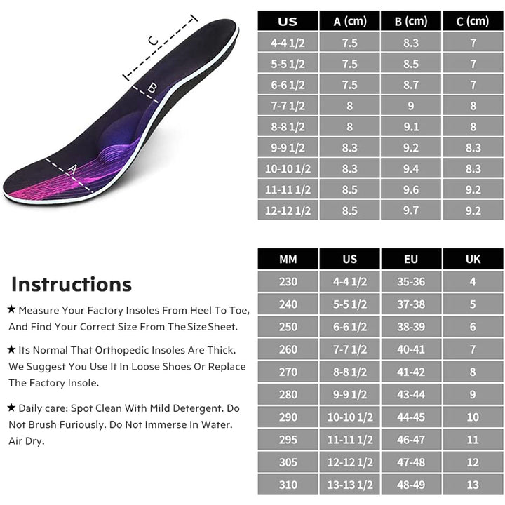 Premium Arch Support Insoles for Flat Foot, Orthopedic Shoe Inserts for Men & Women, Valgus Varus XO-type Leg Corrector, 