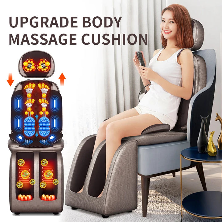 Premium Vibrating Electric Massage Chair Cushion – Heated Neck and Back Muscle Stimulator with Remote Control, Fatigue Relief