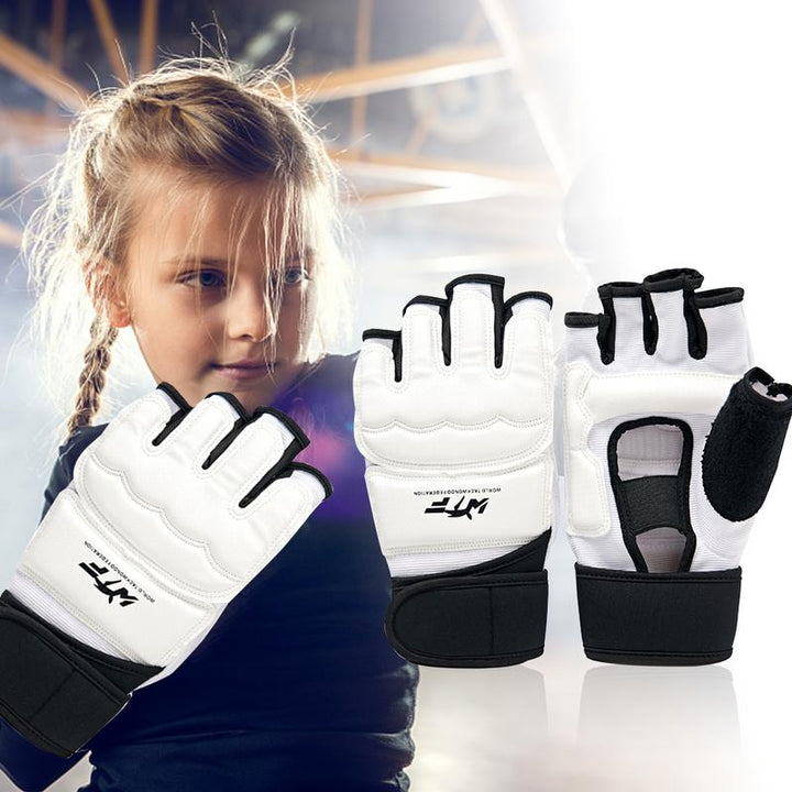 Premium Half Finger Boxing Gloves – Taekwondo, Karate, Muay Thai Training Gloves for Kids & Men – Foot Protector for  