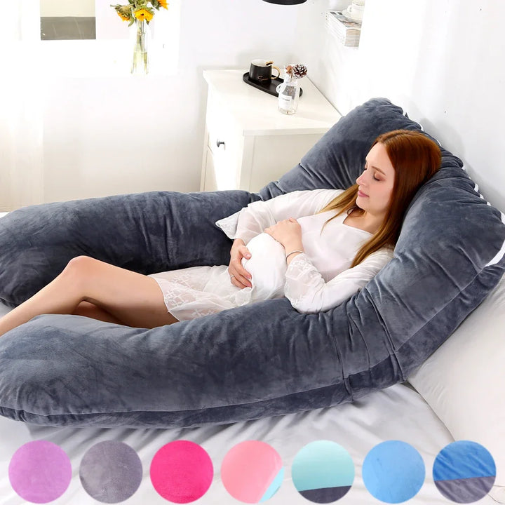 Premium Soft Fleece Pregnant Pillow – U-Type Lumbar Support Cushion for Pregnancy – Multi-Function Side Protection Pillow for