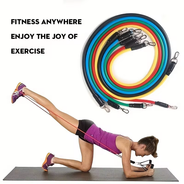 Premium 11pcs TPE Resistance Bands Set – Includes Door Anchor, Handles, Leg Ankle Straps, Carry Bag for Home Gym, Full Body 