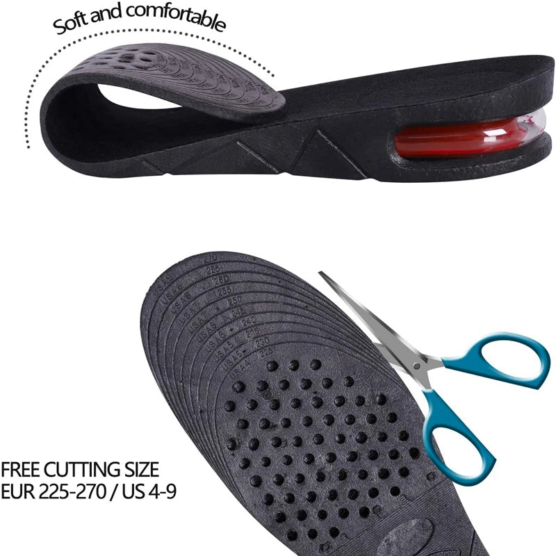 Premium Height Increase Insoles - Air Cushion Elevator Inserts for Men & Women, Adjustable 3-9cm Lift Kits for Comfort and 