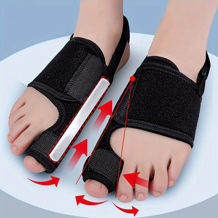 Premium Toe Corrector Orthotics for Hallux Valgus - Adjustable Hammer Toe Protector with Aluminum Strip and Velcro - Soft, 