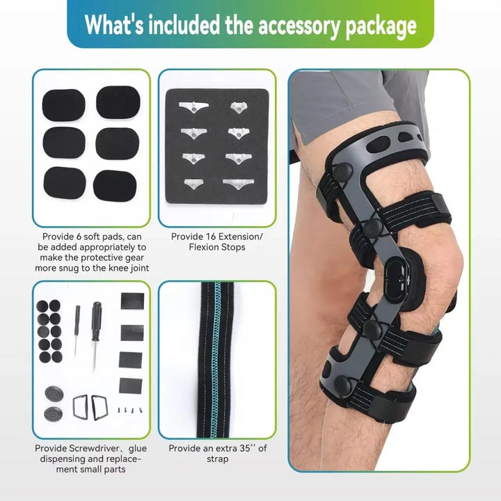 Premium Adjustable Hinged Knee Brace – ROM Orthosis for ACL, Meniscus, Ligament Injuries, and Post-Surgery Recovery, Orthoped