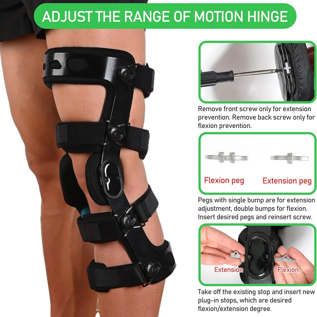Premium Adjustable Hinged Knee Brace – ROM Orthosis for ACL, Meniscus, Ligament Injuries, and Post-Surgery Recovery, Orthoped