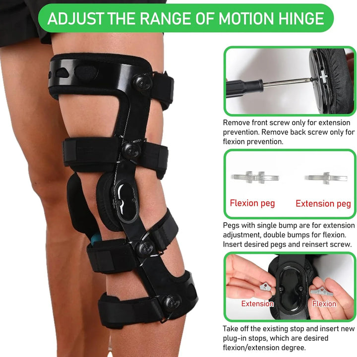 Premium Adjustable Hinged Knee Brace – ROM Orthosis for ACL, Meniscus, Ligament Injuries, and Post-Surgery Recovery, Orthoped