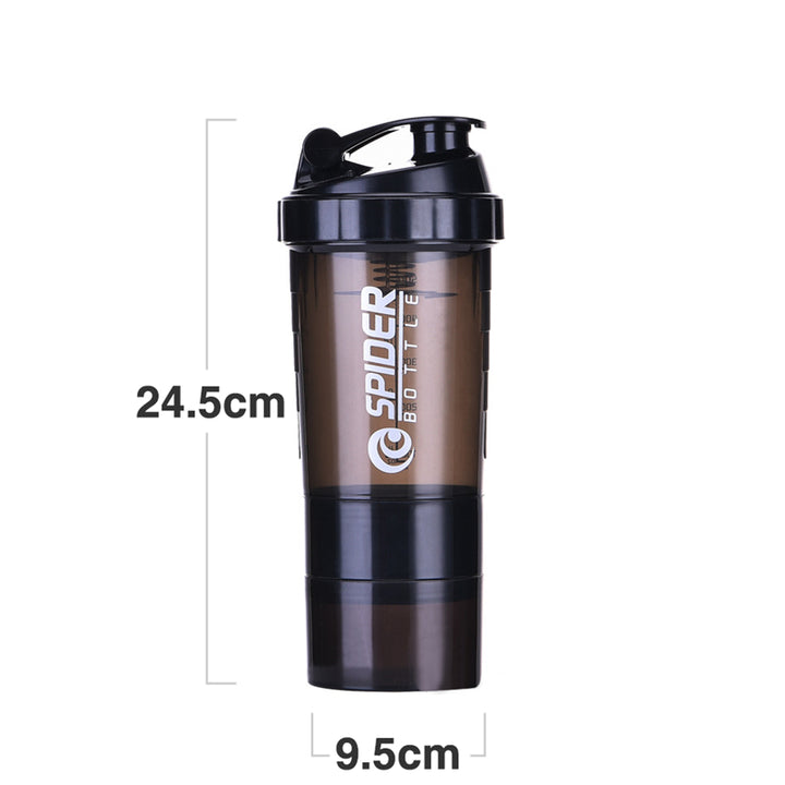 Premium 500ML Tragbare Proteinpulver-Shakerflasche – Hochkapazitäts-Sportmixer mit Pulverbehälter – Plastik-Wasserbecher für Fitnessstudio & Fitness – Modernes, auslaufsicheres Design