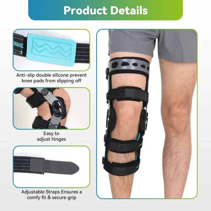 Premium Adjustable Hinged Knee Brace – ROM Orthosis for ACL, Meniscus, Ligament Injuries, and Post-Surgery Recovery, Orthoped