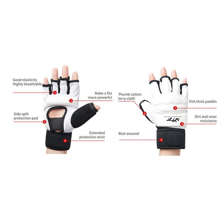 Premium Half Finger Boxing Gloves – Taekwondo, Karate, Muay Thai Training Gloves for Kids & Men – Foot Protector for  