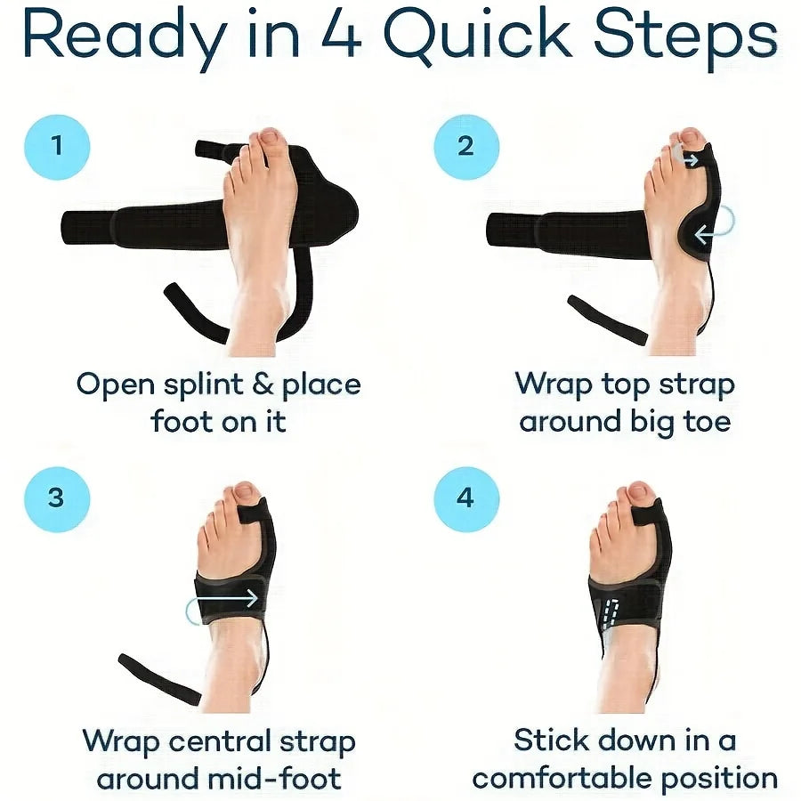 Premium Toe Corrector Orthotics for Hallux Valgus - Adjustable Hammer Toe Protector with Aluminum Strip and Velcro - Soft, 