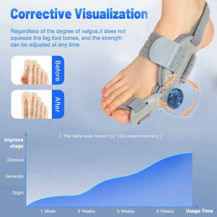 Premium verstellbarer Hallux Valgus Korrektor – Großzehenbegradiger mit orthopädischer Ballenstütze, Silikonpolster und Zehenseparator zur Schmerzlinderung und Zeigenausrichtung, flexible Größe für Männer und Frauen
