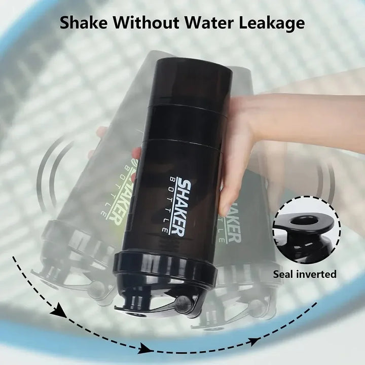 Premium 500ML Tragbare Proteinpulver-Shakerflasche – Hochkapazitäts-Sportmixer mit Pulverbehälter – Plastik-Wasserbecher für Fitnessstudio & Fitness – Modernes, auslaufsicheres Design