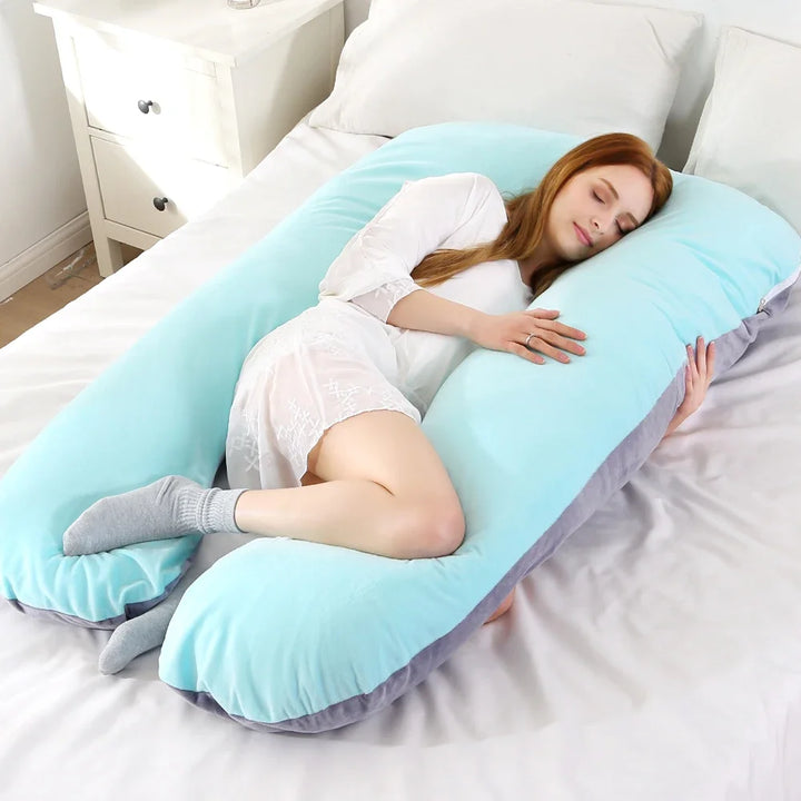 Premium Soft Fleece Pregnant Pillow – U-Type Lumbar Support Cushion for Pregnancy – Multi-Function Side Protection Pillow for