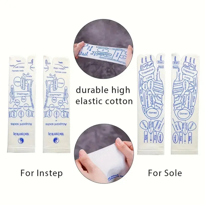 Premium Acupressure Massage Socks - 6 Pcs Reflexology Foot Therapy Set for Tired Feet, Cotton-Polyester Blend, Men’s & 
