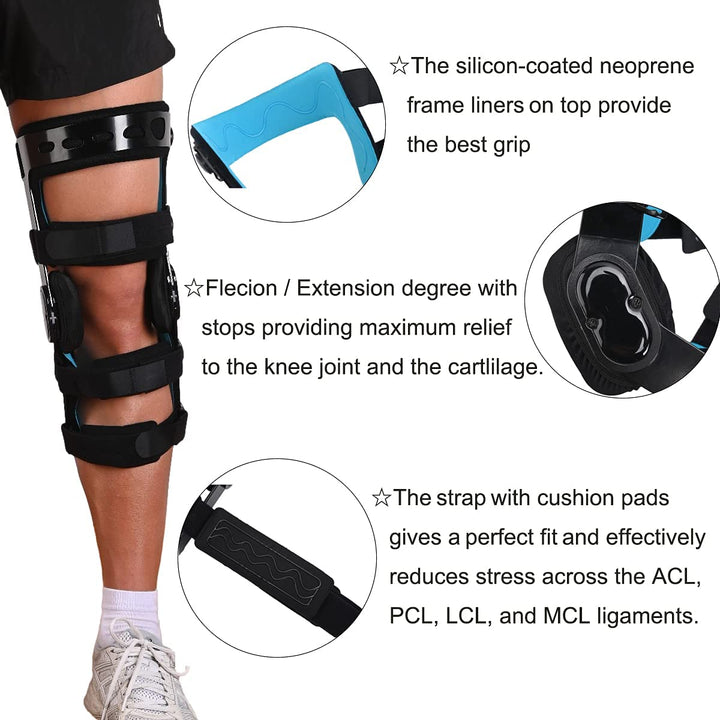 Premium Adjustable Hinged Knee Brace – ROM Orthosis for ACL, Meniscus, Ligament Injuries, and Post-Surgery Recovery, Orthoped