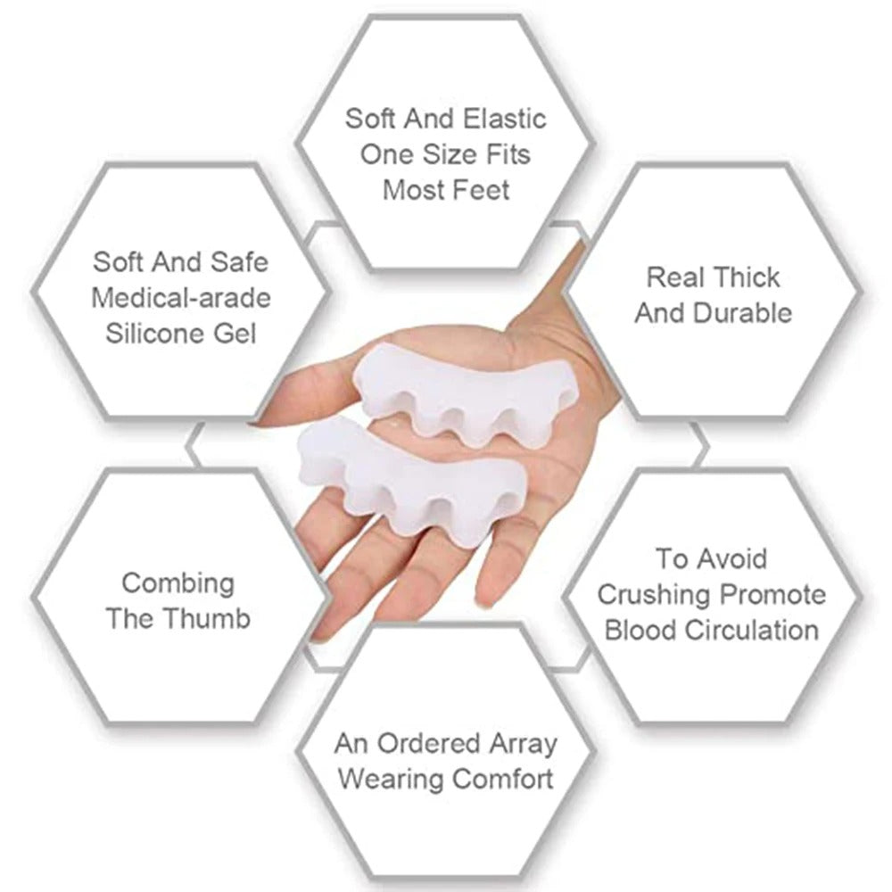Premium Silicone Gel Bunion Corrector Toe Protector - 2PCS Orthotic Big Toe Separator & Valgus Splint, Adjustable Foot  