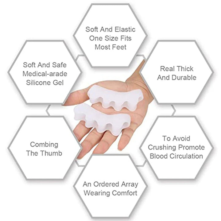 Premium Silicone Gel Bunion Corrector Toe Protector - 2PCS Orthotic Big Toe Separator & Valgus Splint, Adjustable Foot  